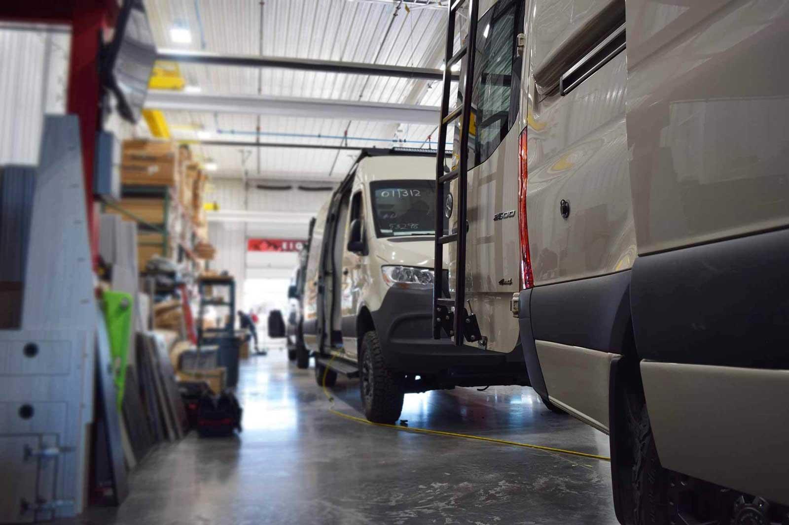 Antero Adventure Vans in a production facility
